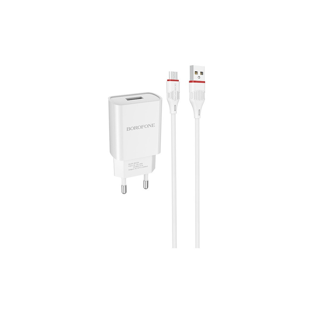 Зарядний пристрій BOROFONE BA20A Sharp charger set (Lightning) White (BA20AMW) - зображення 1