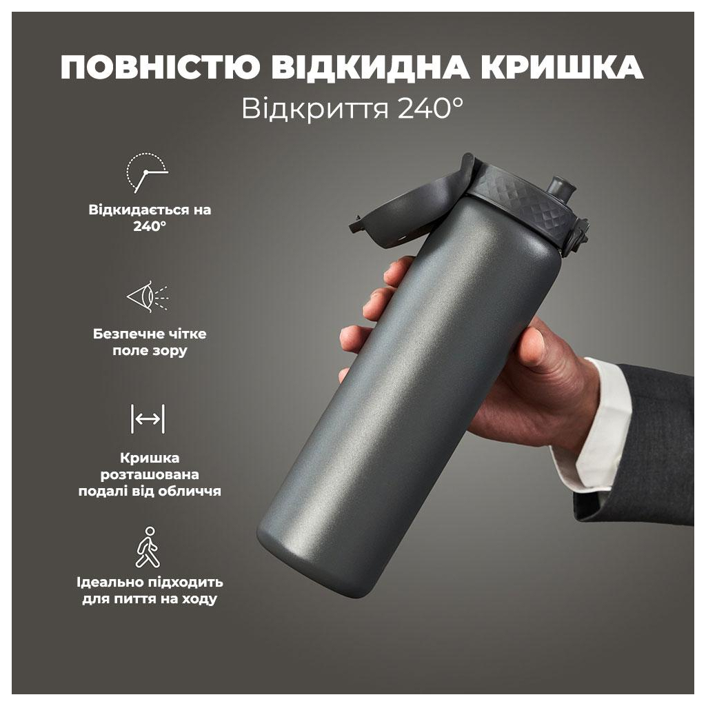 Пляшка для води ION8 OneTouch Vacuum Insulated 920 мл Grey (I8TS1000GRY) - зображення 3
