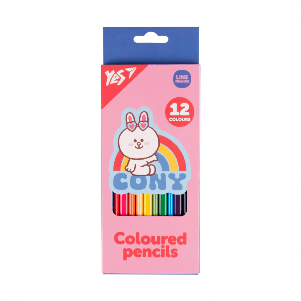 Олівці кольорові Yes 12 кол Line Friends рожевий (290718) - зображення 1