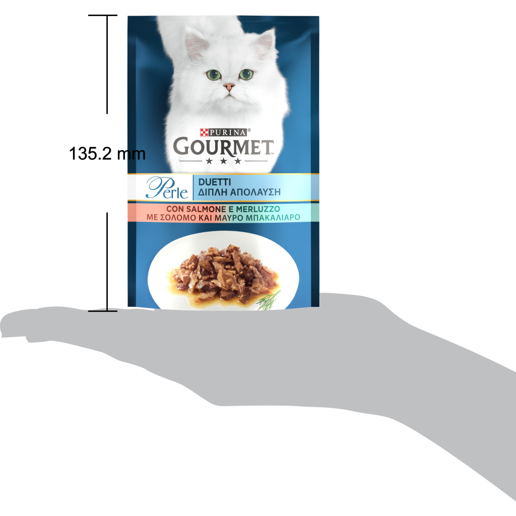 Вологий корм для кішок Purina Gourmet Perle Duo з лососем та сайдою міні філе в підливці 85 г (8445291188228) - зображення 3