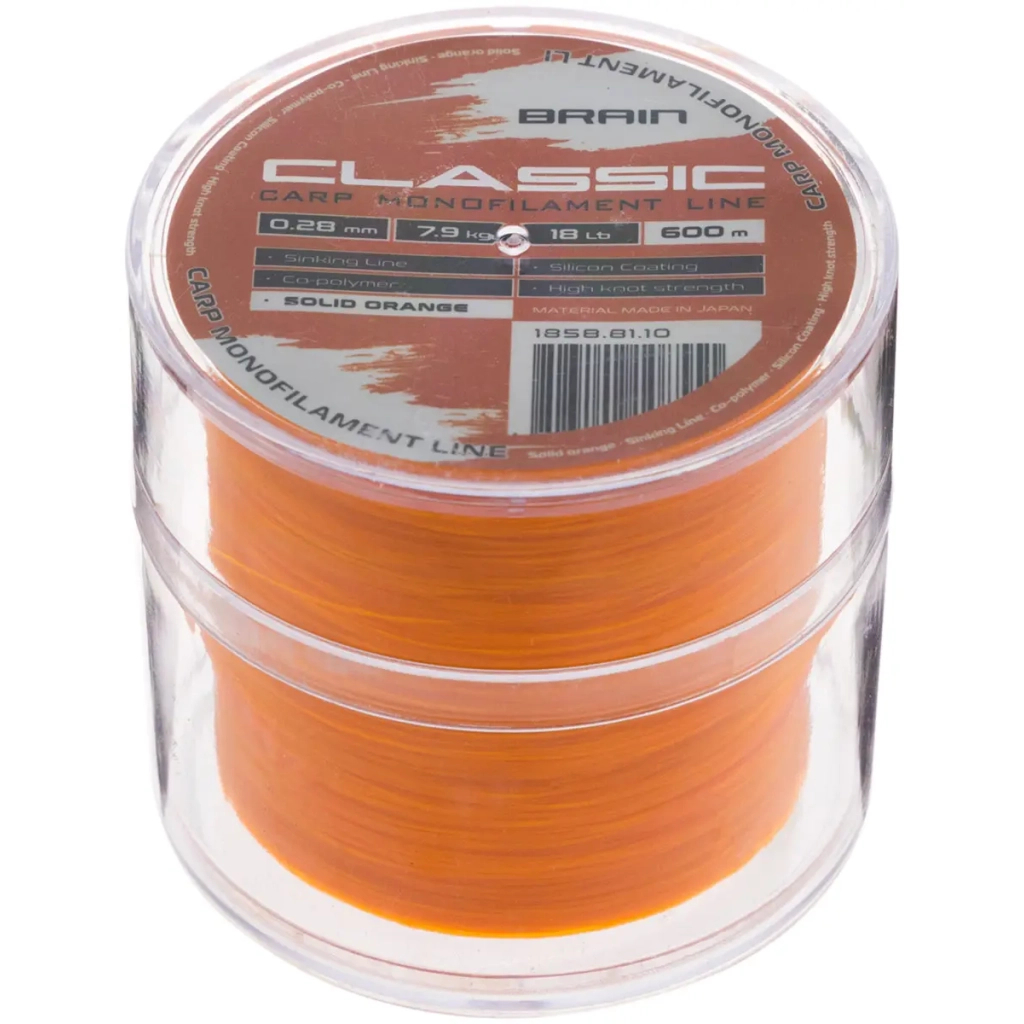 Волосінь Brain Classic Carp Line (solid orange) 600m 0.28mm 18lb 7.9kg (1858.81.10) - зображення 2