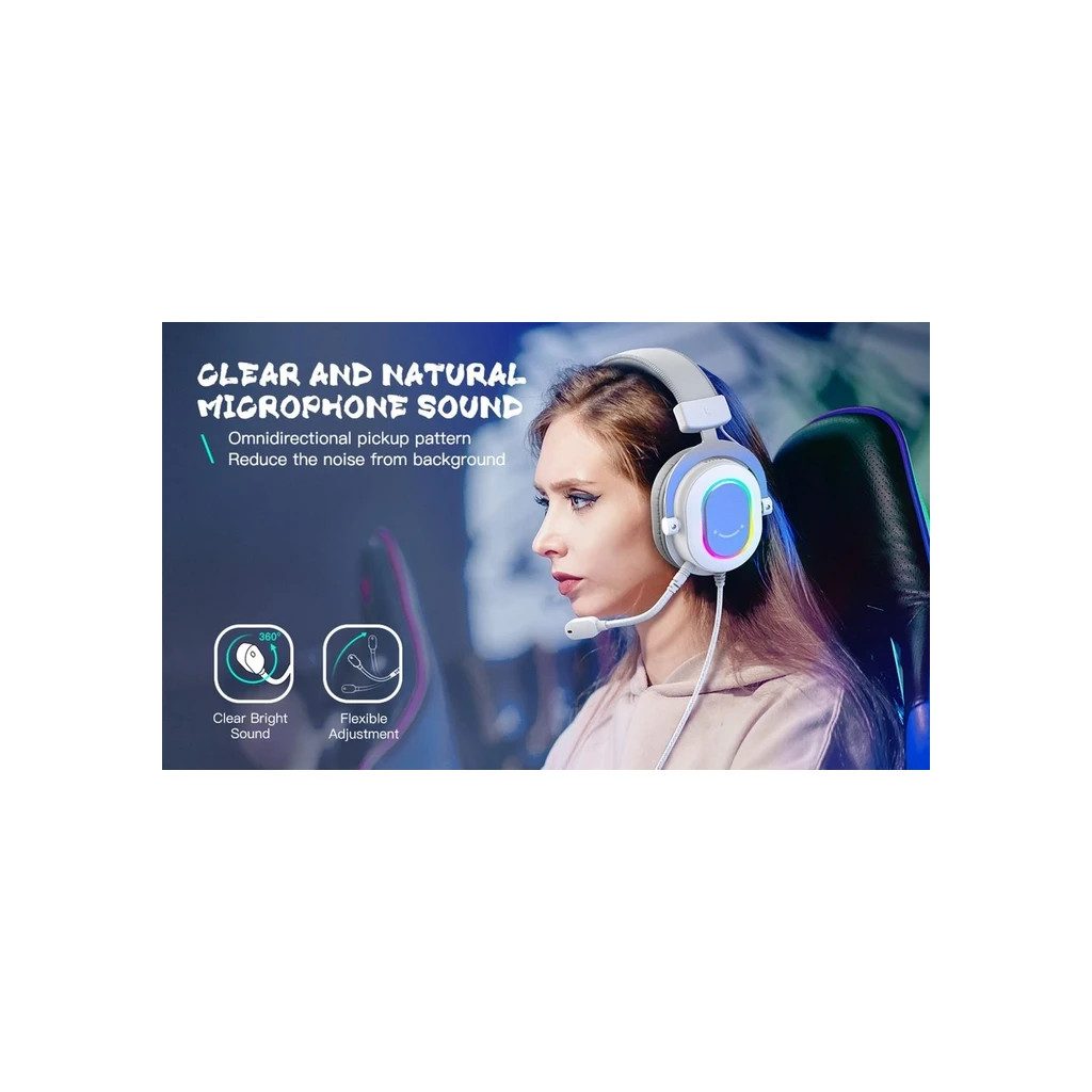 Навушники Fifine H6 RGB 7.1 White (H6W) - зображення 11