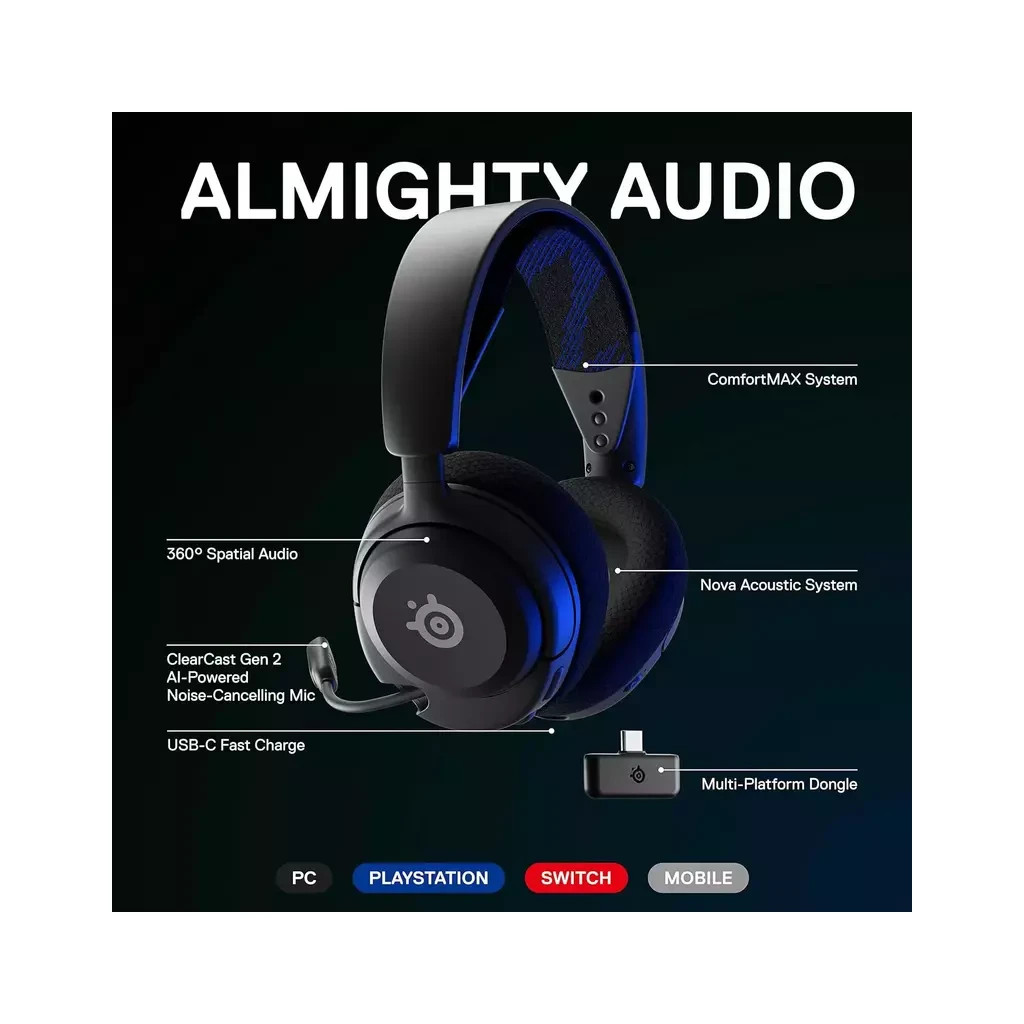 Навушники SteelSeries Arctis Nova 4P Wireless Black (SS61641) - зображення 9