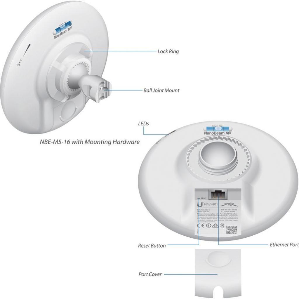 Точка доступу Wi-Fi Ubiquiti NBE-M5-16 - зображення 2