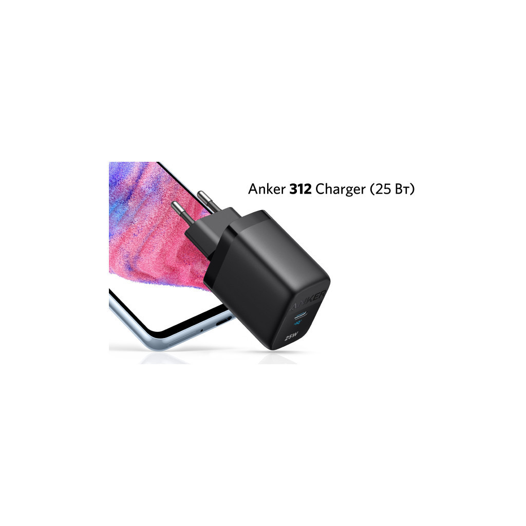 Зарядний пристрій Anker PowerPort 312 - 25W USB-C Black (A2642G11) - зображення 2