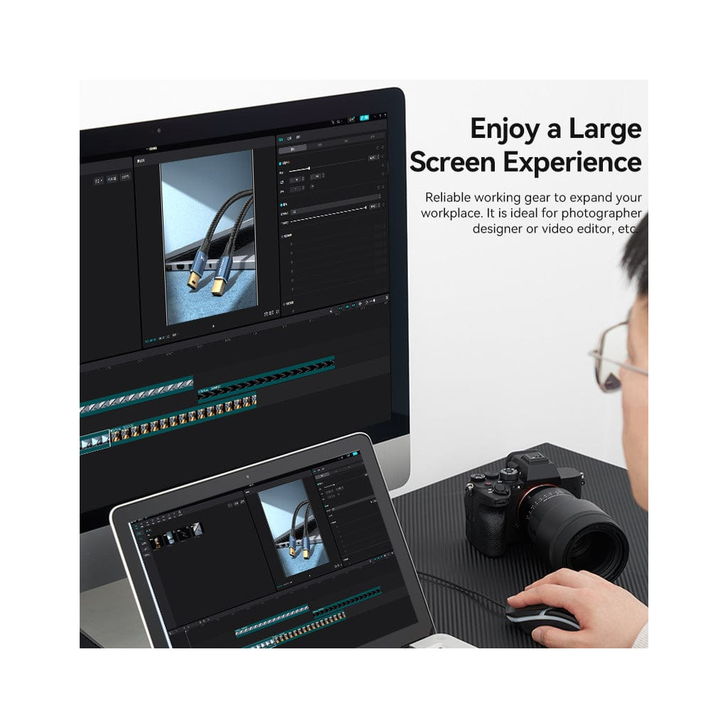 Кабель мультимедійний Mini DisplayPort to Mini DisplayPort 2.0m V1.4 8K 60Hz 32.4Gbps Blue Aluminum Alloy Vention (HCGLH) - изображение 4