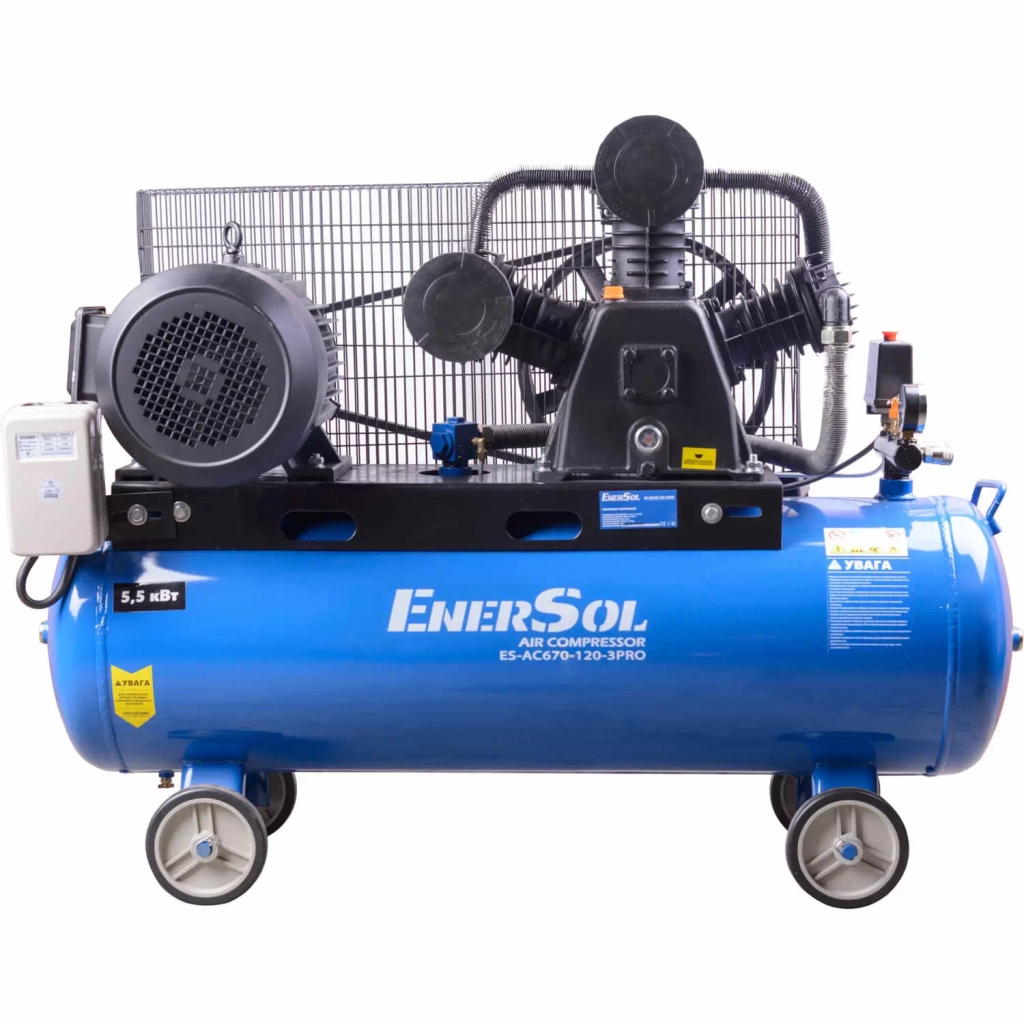Компресор Enersol з ремінним приводом 670 л/хв, 5.5 кВт (ES-AC670-120-3PRO) - зображення 2