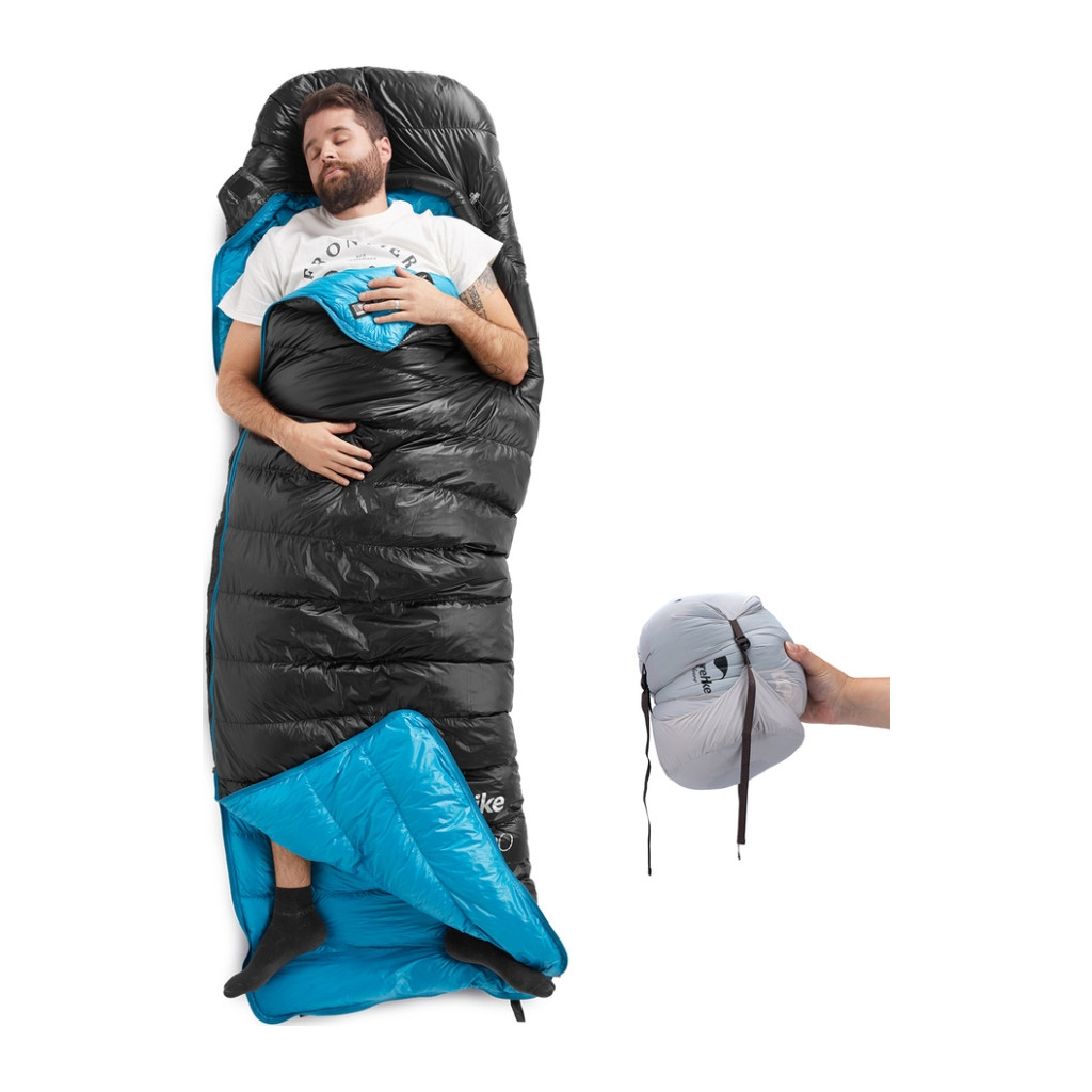 Спальний мішок Naturehike CW400 NH18C400-D, p-р L, чорно-блакитний (6976507666831) - зображення 3