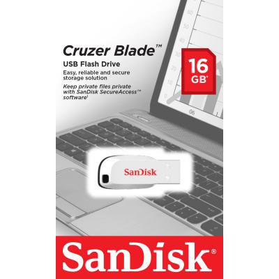 USB флеш накопичувач SanDisk 16GB Cruzer Blade White USB 2.0 (SDCZ50C-016G-B35W) - зображення 3