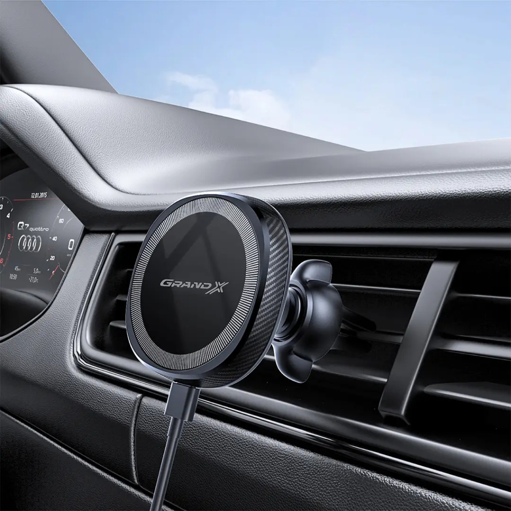 Універсальний автотримач Grand-X MT-15W MagSafe з зарядкою 15W (кріплення на дефлектор) (MT-15W) - изображение 6