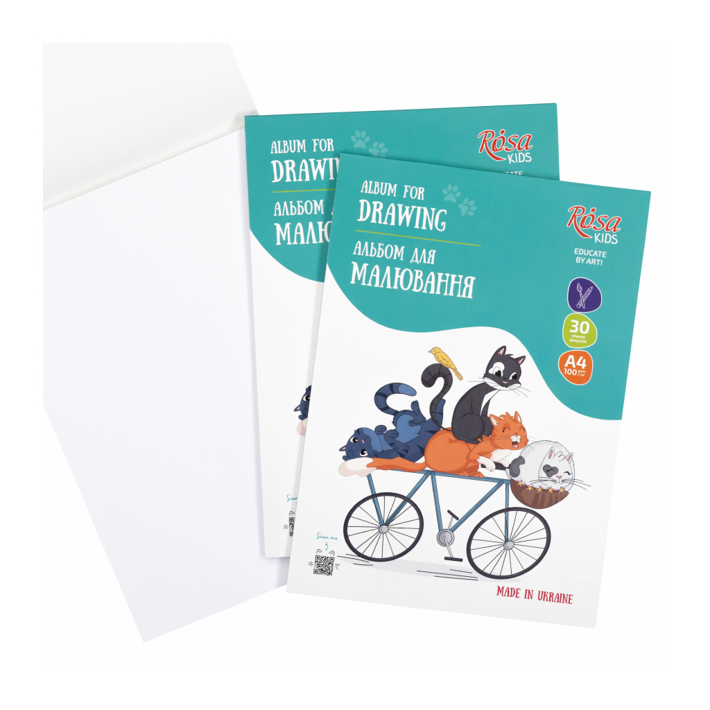 Альбом для малювання Rosa Kids склейка Cats on a Вicycle А4 30 аркушів (4823098543022) - изображение 4