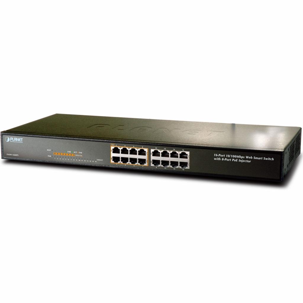 Комутатор мережевий Planet FNSW-1608PS-EU - зображення 1