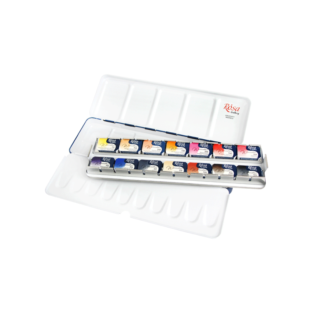 Акварельні фарби Rosa Gallery Портрет в метал. пеналі 14 кольорів (4823098518006) - зображення 3