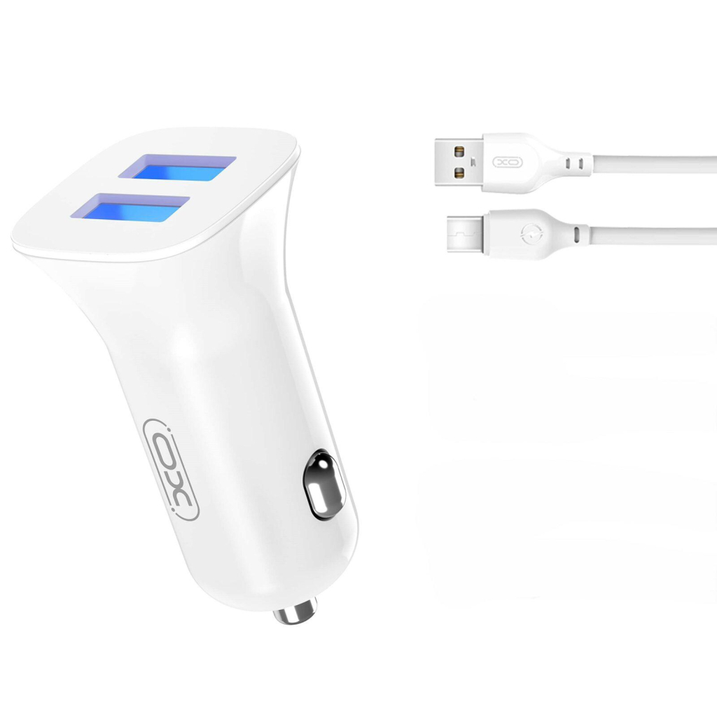 Зарядний пристрій XO TZ10 2.4A/2 USB + Type-C White (XO-TZ10-TC-WH) - зображення 1