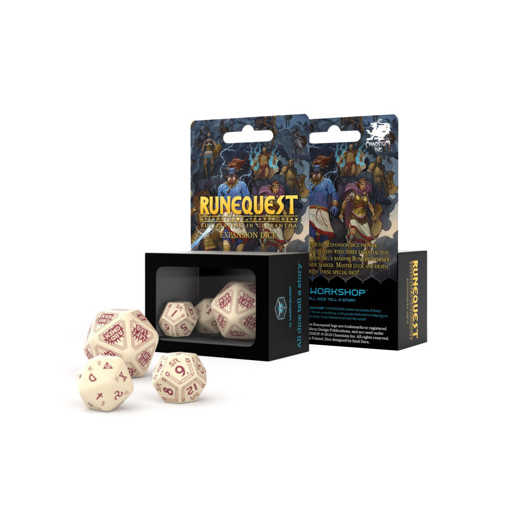Набір кубиків для настільних ігор Q-Workshop RuneQuest Beige burgundy Expansion (3 шт.) (SRQE87) - зображення 2
