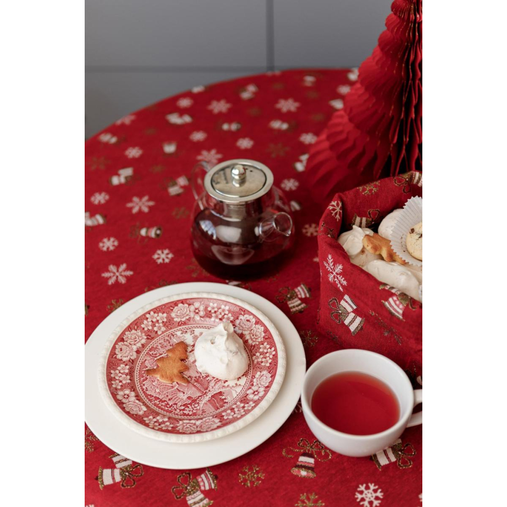 Скатертина Прованс Дзвіночки на червоному Dх180 см (036872) - зображення 6