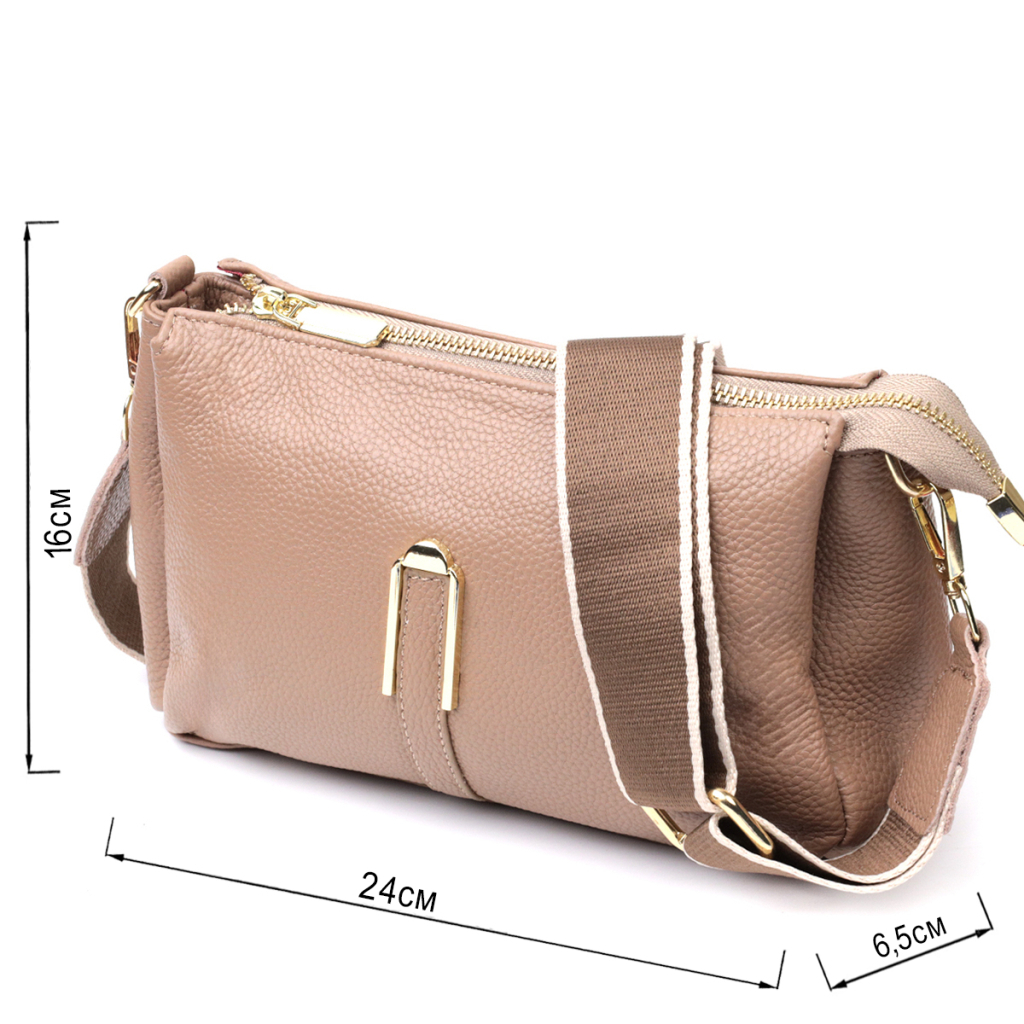 Сумка Vintage Через плече з натуральної шкіри Бежева (22289) - зображення 3