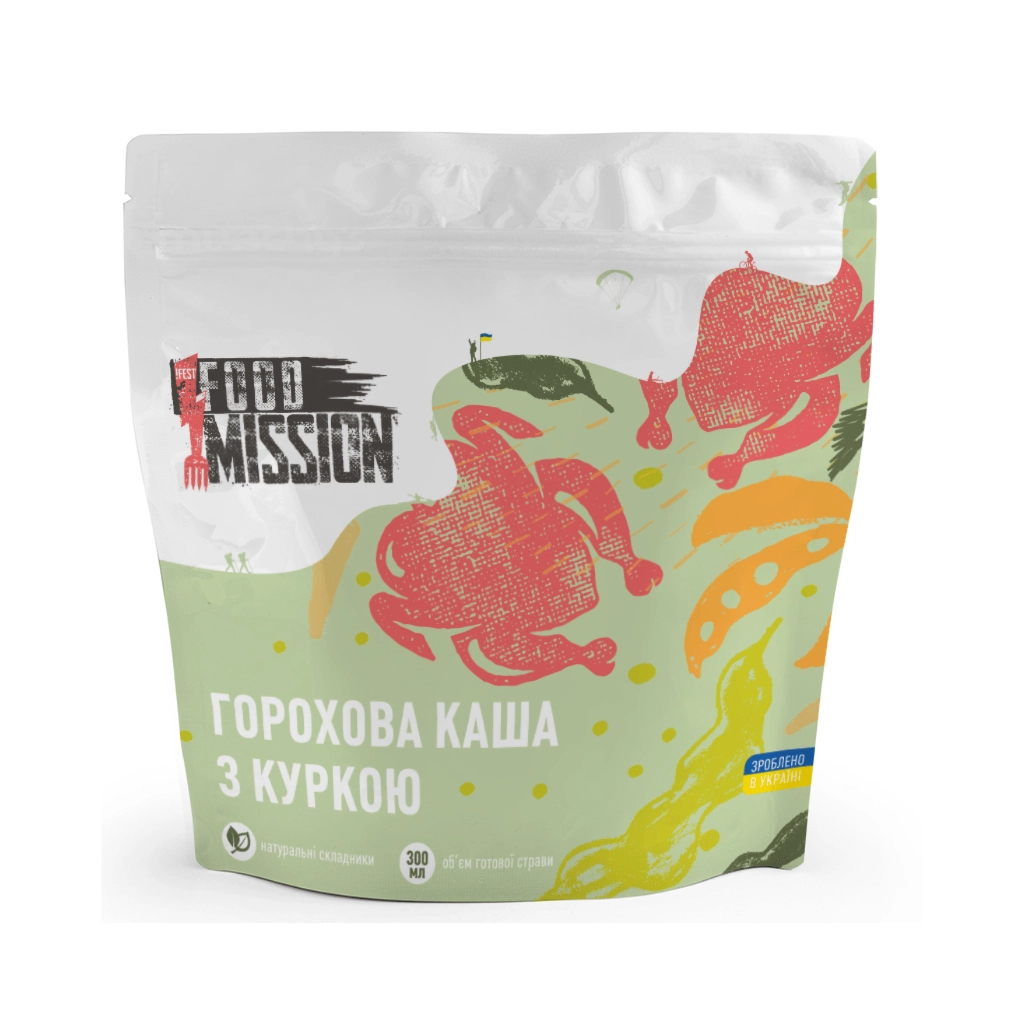 Їжа швидкого приготування Food Mission Каша горохова з куркою 100 г (fm.30368) - зображення 1