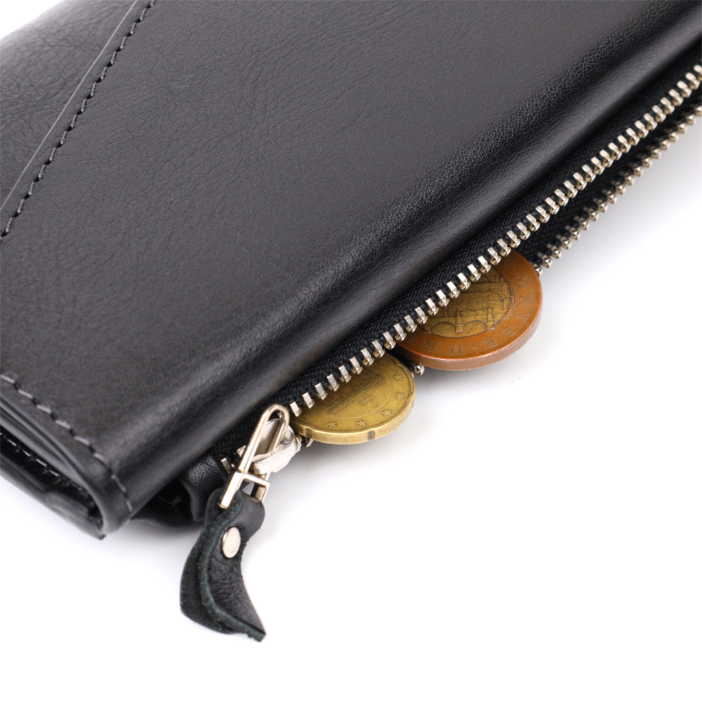 Гаманець Grande Pelle З монетницею зовні з натуральної шкіри Чорний (11646) - зображення 9