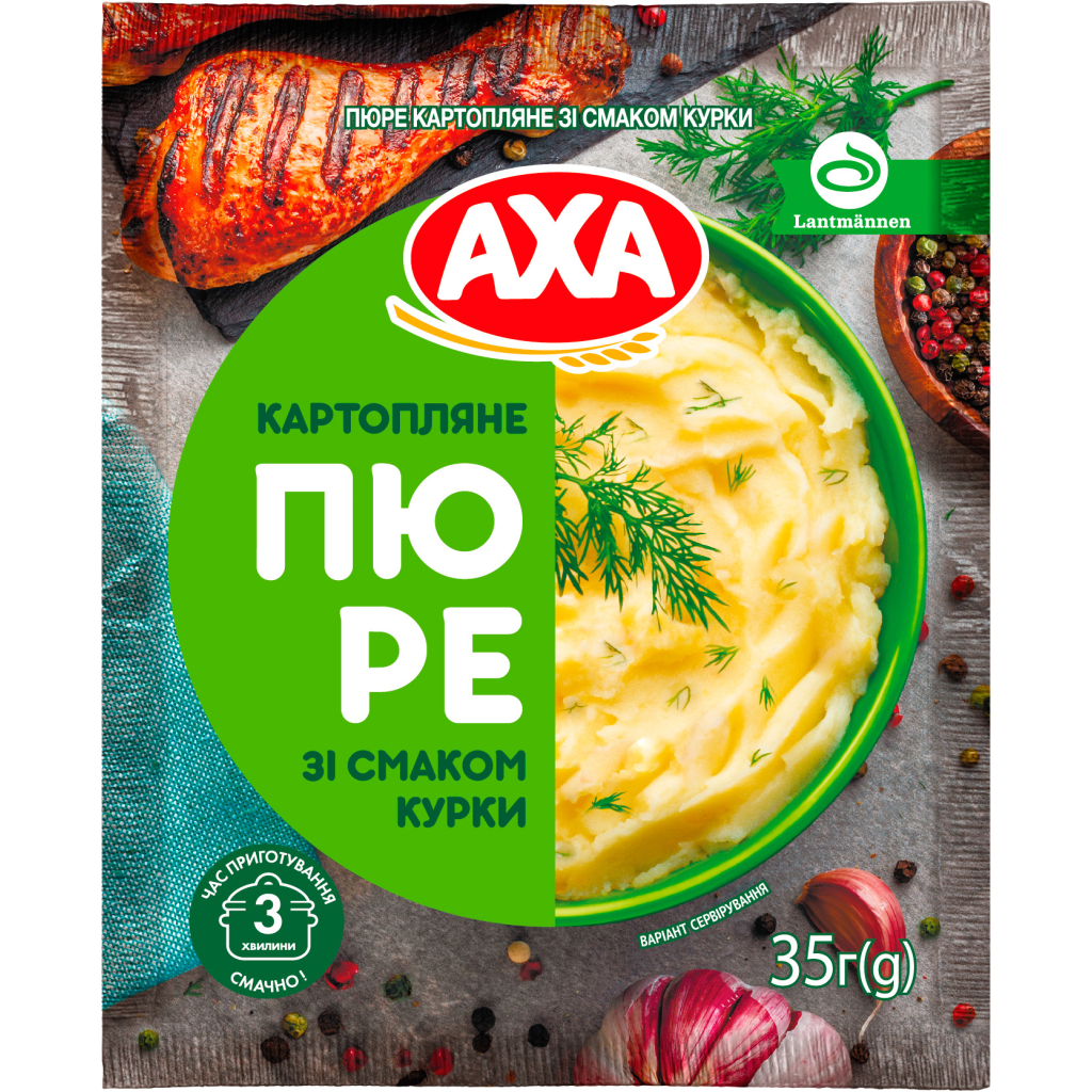Їжа швидкого приготування АХА Пюре Картопляне зі смаком курки 35 г (4820237691279) - зображення 1