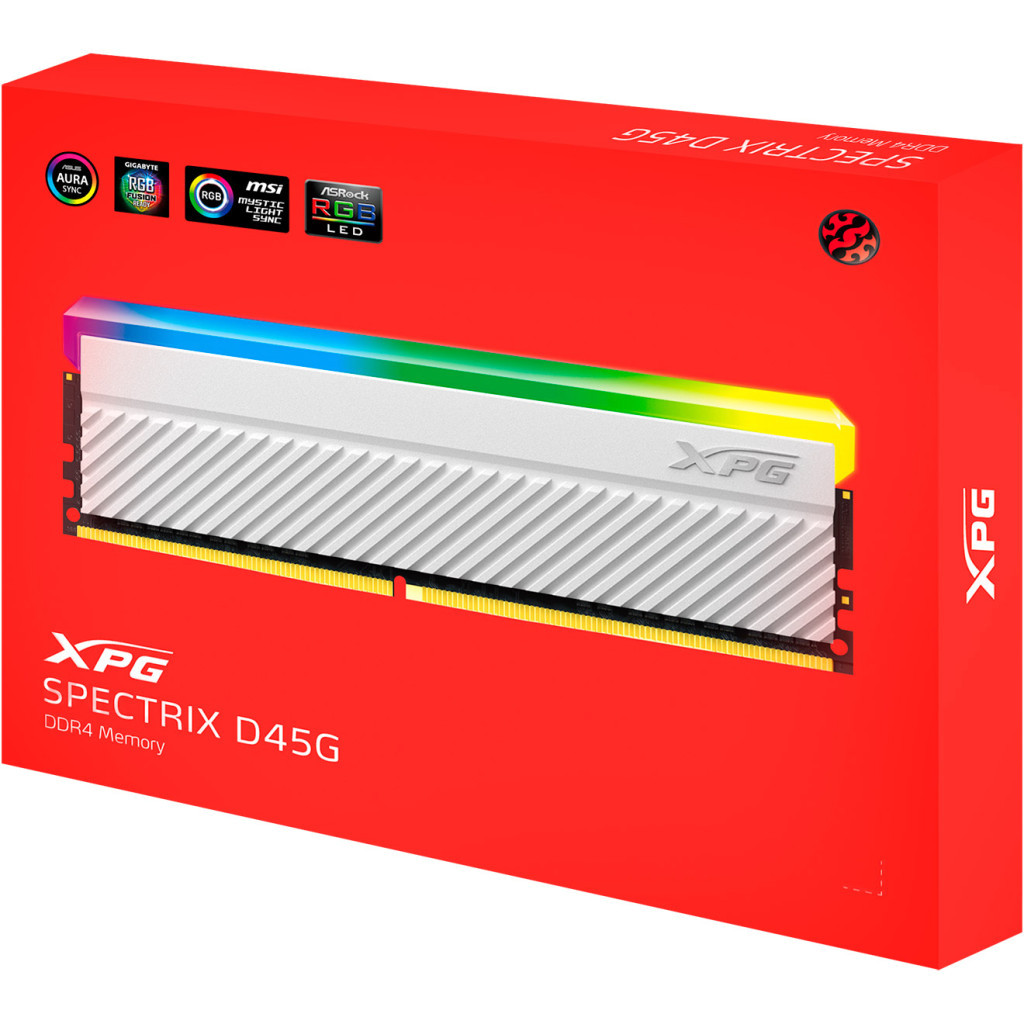 Модуль пам'яті для комп'ютера DDR4 32GB (2x16GB) 3600 MHz XPG Spectrix D45G RGB White ADATA (AX4U360016G18I-DCWHD45G) - зображення 5