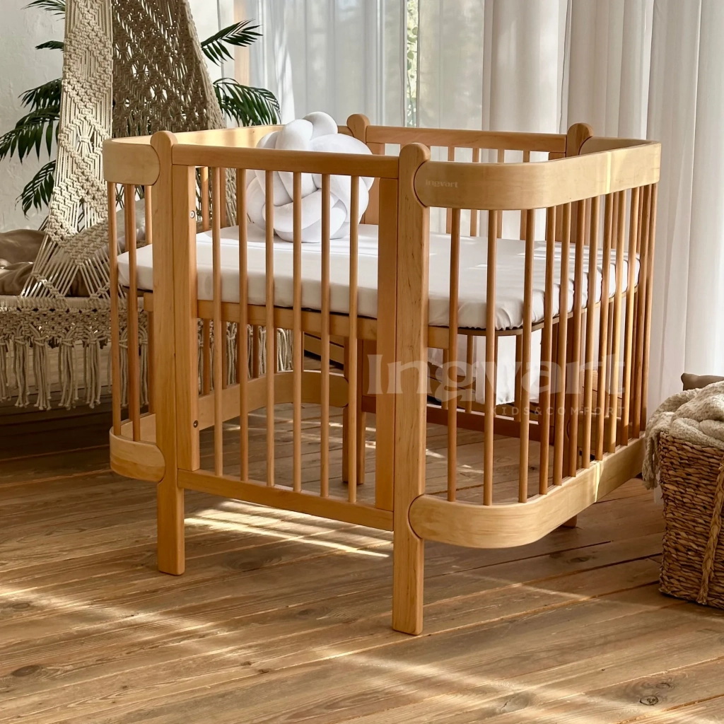 Ліжечко Ingvart трансформер Nika 70 Slim з опускною боковинкою (70х94, 70х120) натуральне (872900111028) - зображення 2