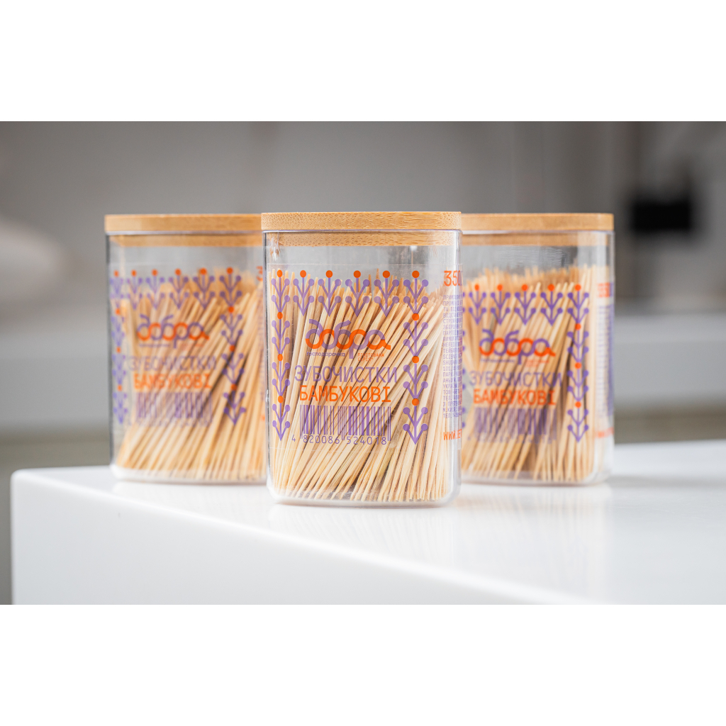 Зубочистки Добра Господарочка Бамбукові Колекція Вибійка 350 шт. (4820086524018) - зображення 3