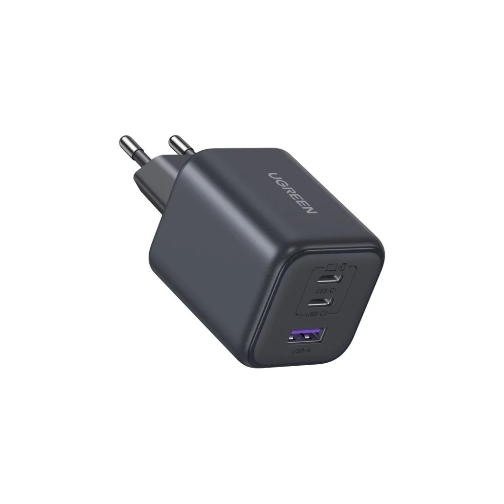 Зарядний пристрій Ugreen 2xUSB-C PD45W + 1xUSB QC3.0 GaN X527 gray (65156B) - зображення 3