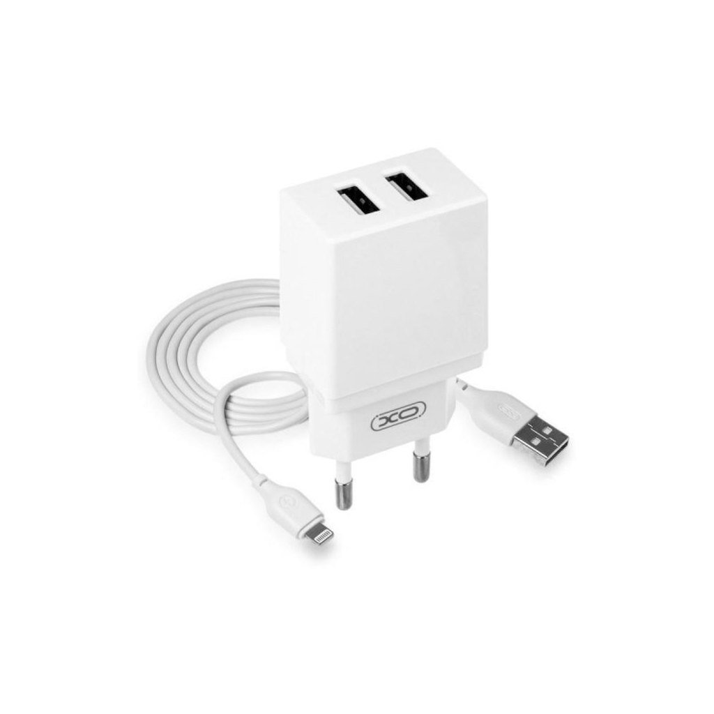 Зарядний пристрій XO L75 2USB/2.4A + Lightning White (XO-L75-L) - зображення 1