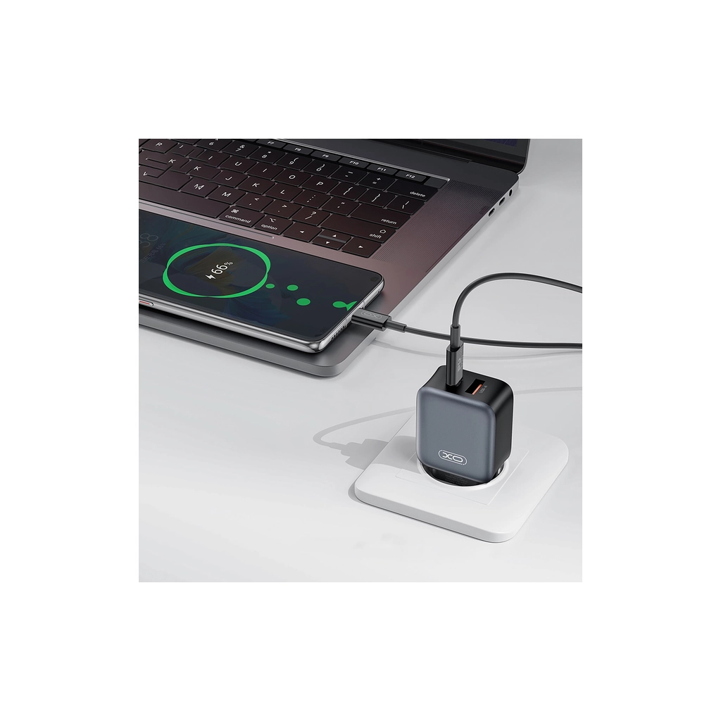 Зарядний пристрій XO L154 USB-C PD20W + USB-A QC3.0 Black (L154.black) - зображення 4