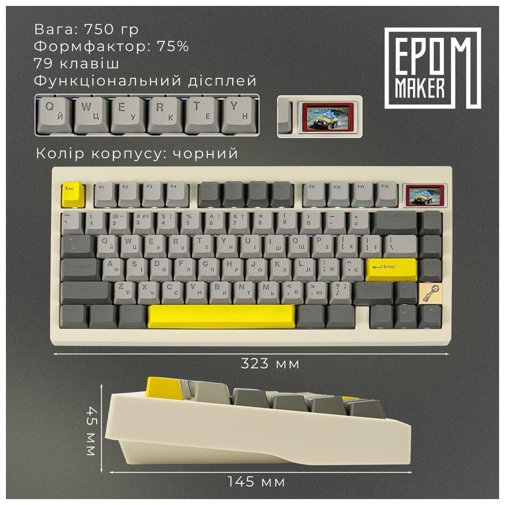 Клавіатура Epomaker TH80 Pro V2 75 Wisteria Tactile Switch Hot-Swap LCD Screen RGB Wireless/Bluetooth/USB UA White (TH80-PROV2-W-WT) - зображення 11