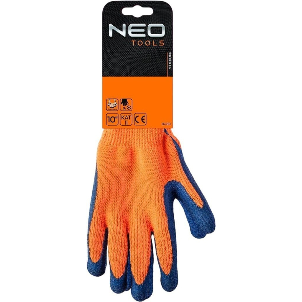 Захисні рукавиці Neo Tools утеплені, латексне покриття, поліестер, р.10, помаранчево сині (97-611) - зображення 2