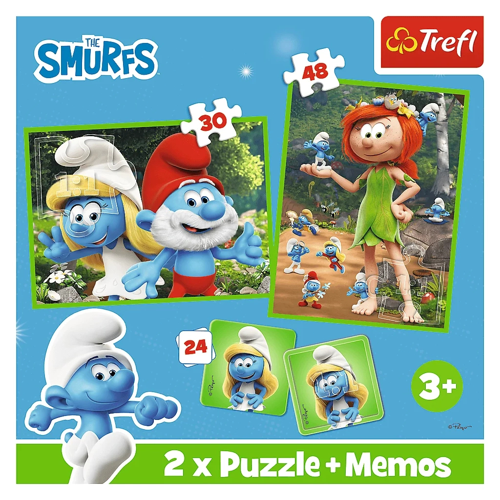 Пазл Trefl The Smurfs Смурфикам весело 2 in 1+memos (5900511936568) - зображення 5