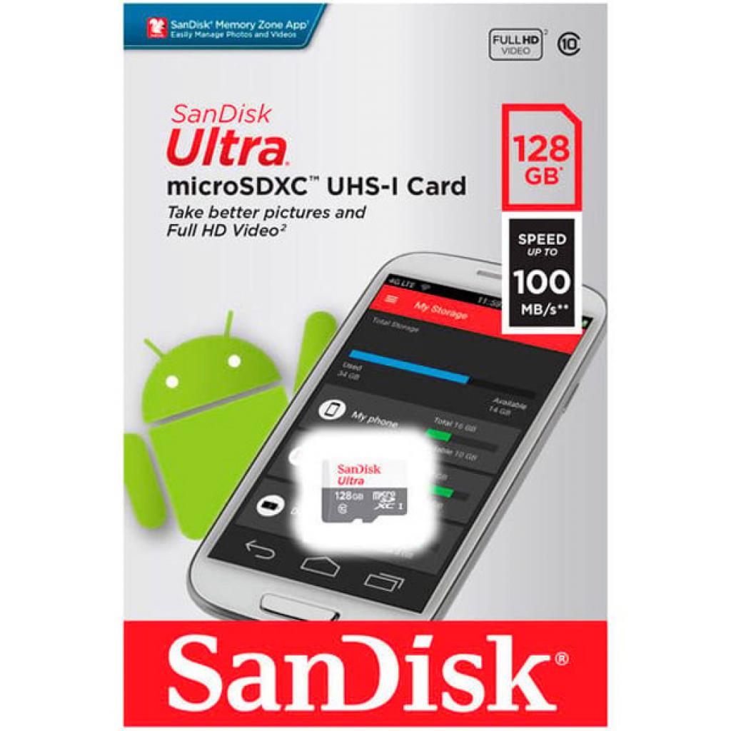 Карта пам'яті SanDisk 128GB microSD class 10 Ultra Light (SDSQUNR-128G-GN6MN) - зображення 2