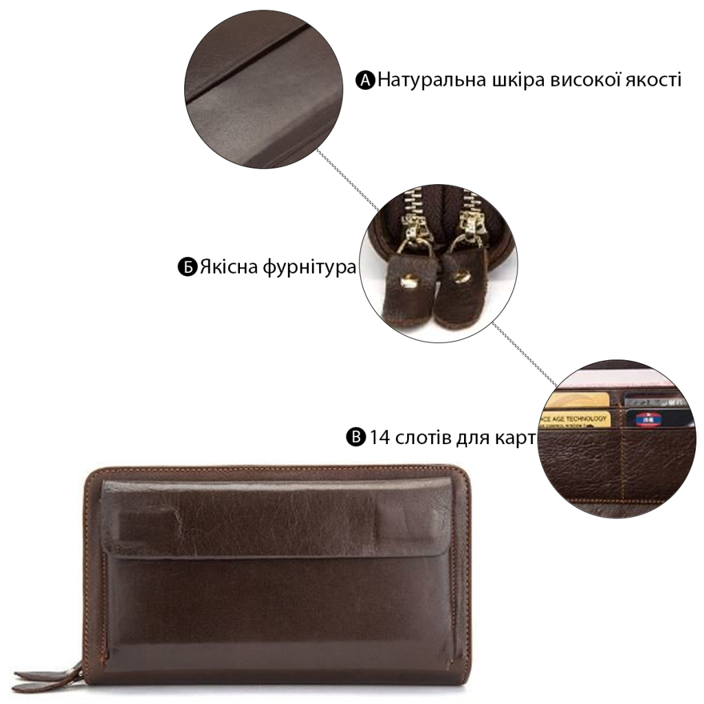 Сумка Vintage З ремінцем на руку Коричнева (14915) - зображення 4