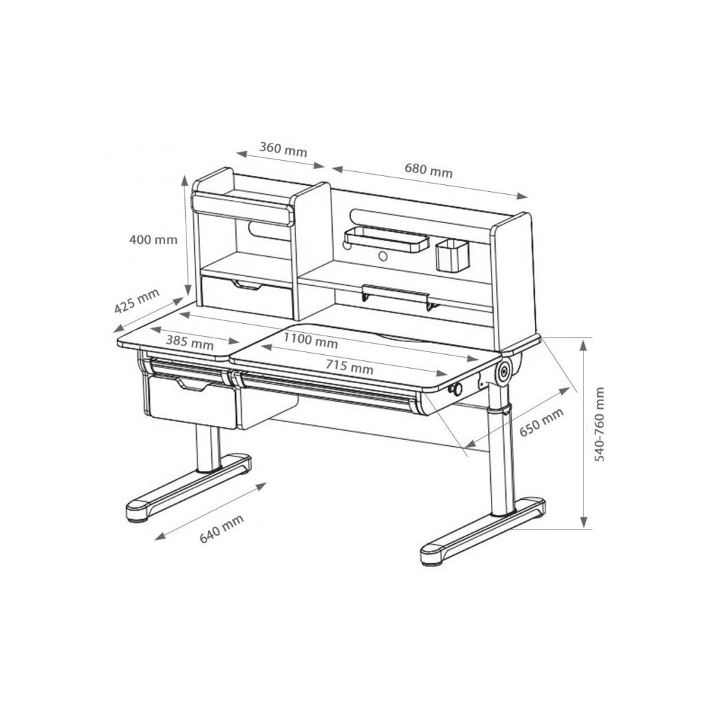 Парта FunDesk Pensare Grey (222397) - зображення 12