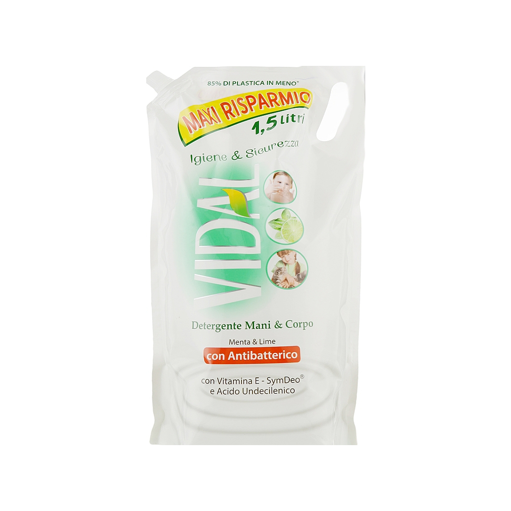 Рідке мило Vidal Антибактеріальне дой-пак 1.5 л (8008970048925) - зображення 1