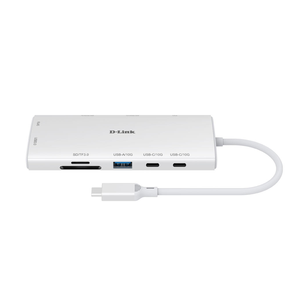 Концентратор D-Link USB-C 10-in-1 2xHDMI + 1xRJ45 1000Mbps + 2xUSB-C + USB 3.1 + USB 3.0 + SD + TF silver (DUP-A01) - зображення 1