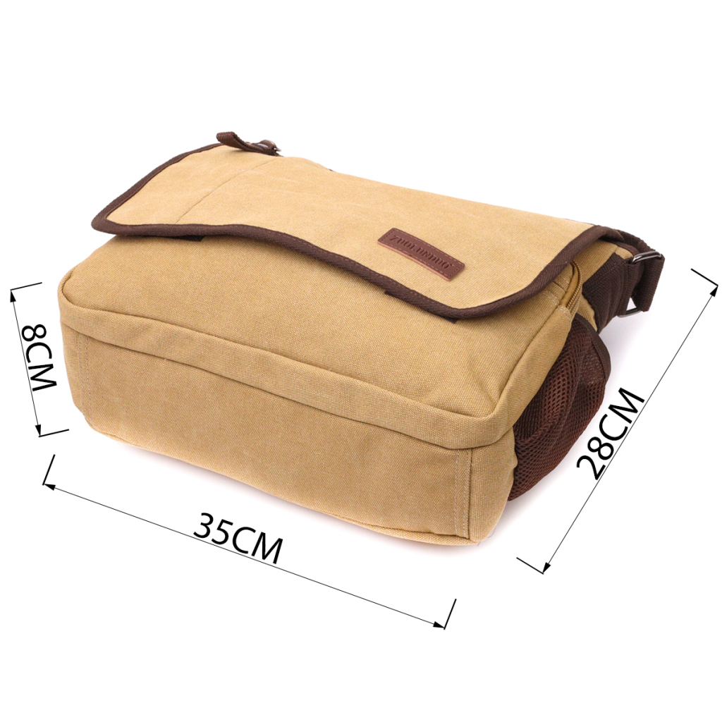 Сумка Vintage Через плече з щільного текстилю Пісочна (22202) - зображення 4