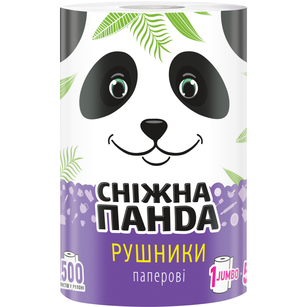 Паперові рушники Сніжна Панда Jumbo Roll 2 шари 500 аркушів 1 рулон (4820183971524) - зображення 1