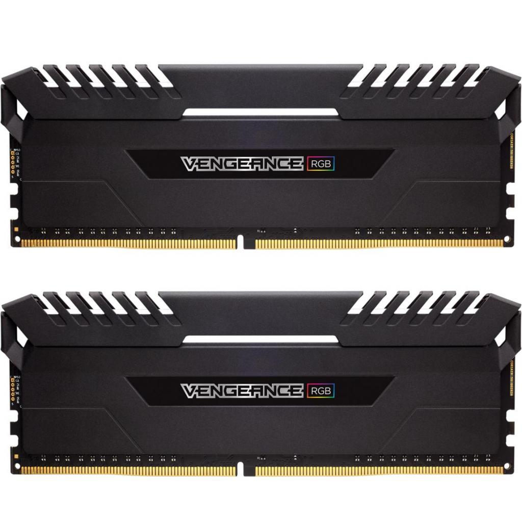 Модуль пам'яті для комп'ютера DDR4 16GB (2x8GB) 3000 MHz Vengeance RGB Black Corsair (CMR16GX4M2C3000C15) - зображення 1