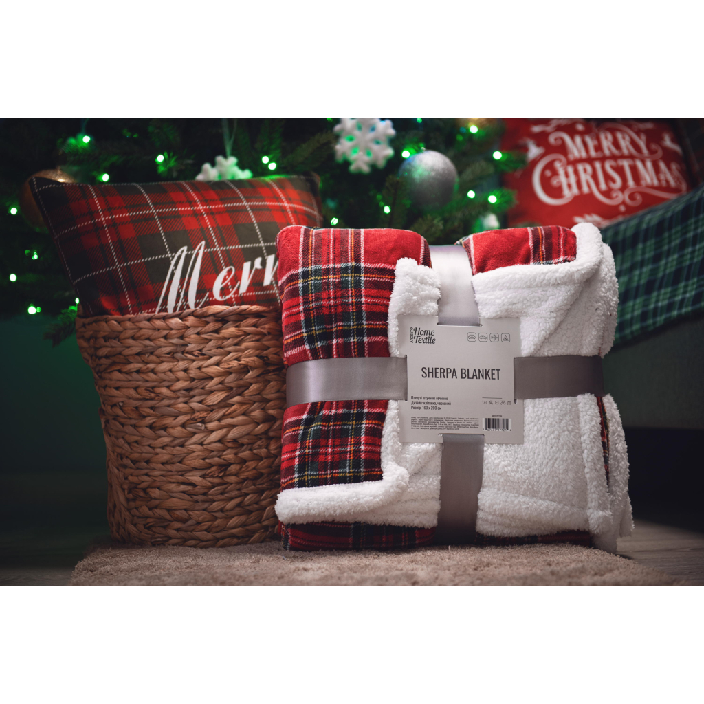Плед Ardesto Sherpa 160х200см, 100% поліестер, клітинка, червоний (ART0201SH) - зображення 9
