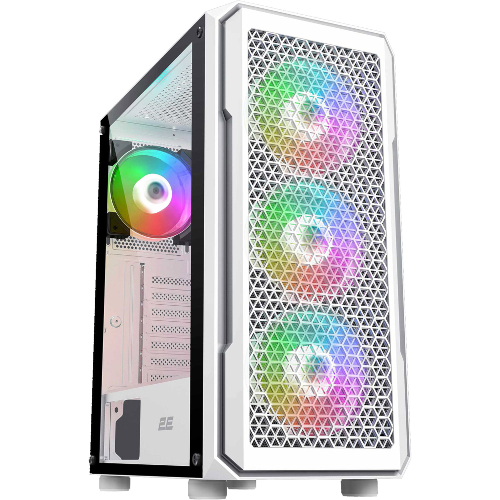 Корпус 2E Gaming Hexagon G338W, без БЖ, 2xUSB 3.0, 1xUSB Type-C, 1x120mm, 3x120mm ARGB, TG Side Panel, AT (2E-G338W) - зображення 1