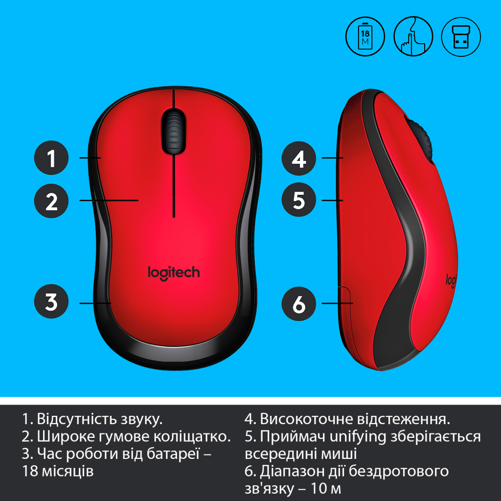 Мишка Logitech M220 Silent Red (910-004880) - зображення 6