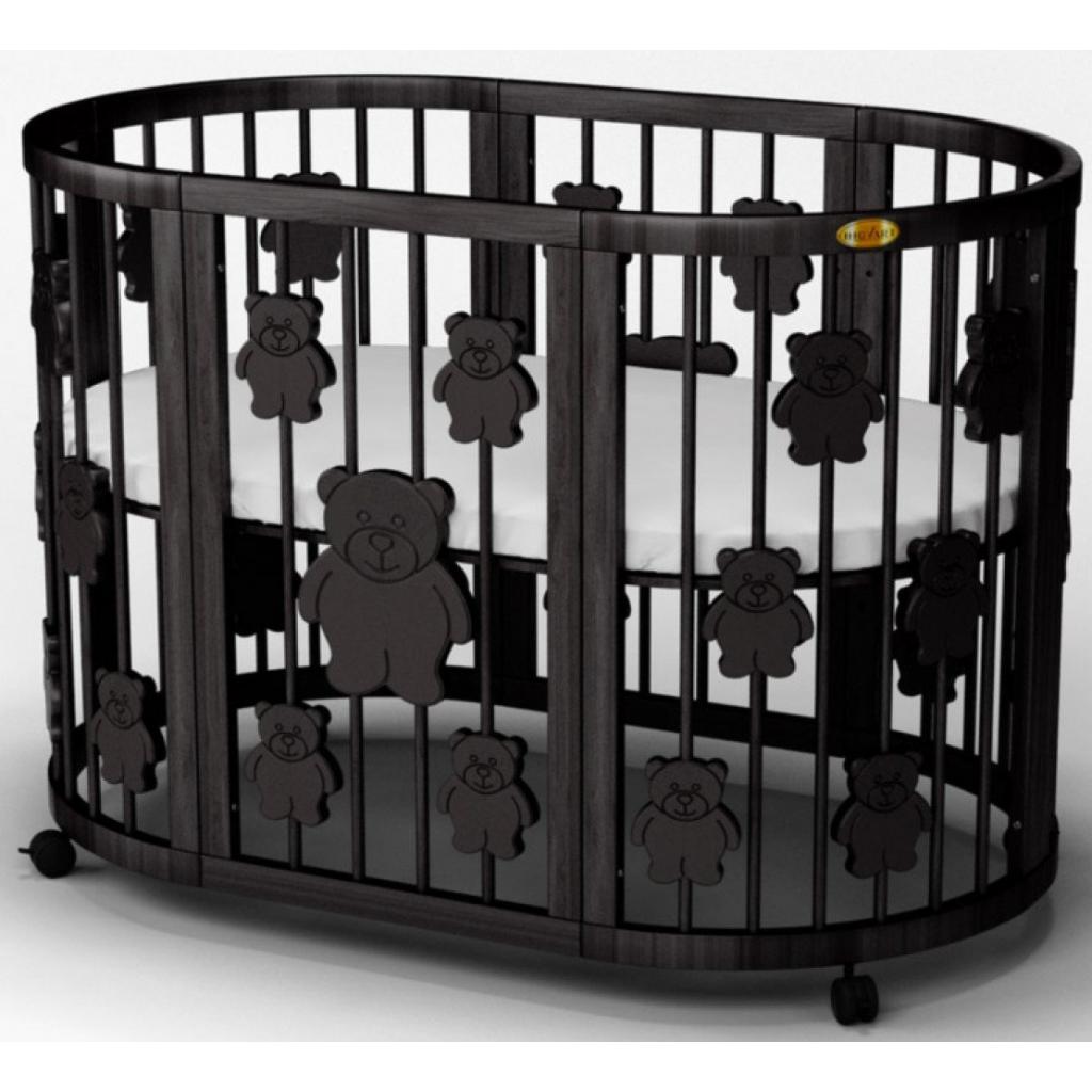 Ліжечко Ingvart SMART BED OVAL з ведмедиками венге (2361401) - зображення 1