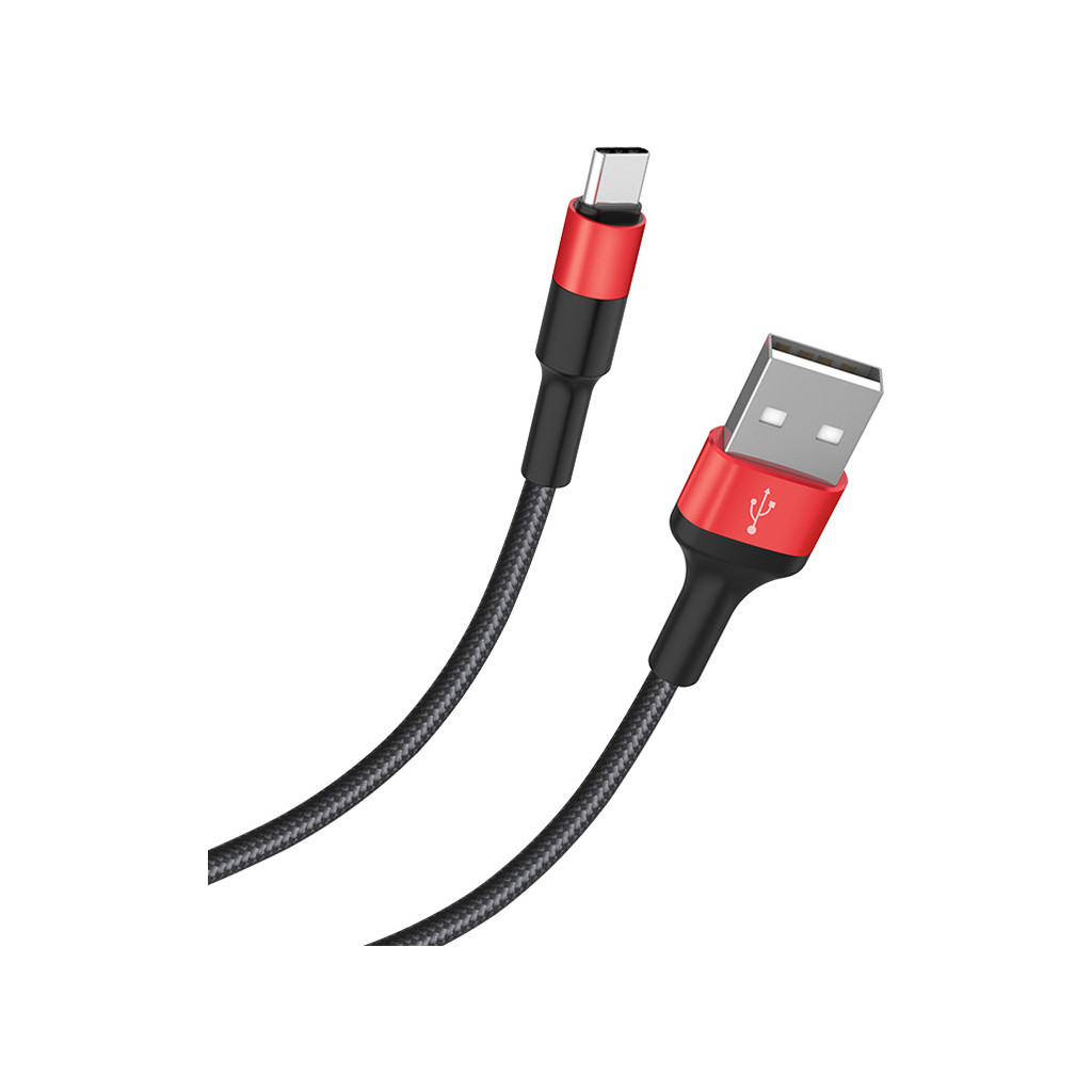 Дата кабель USB 2.0 AM to USB-C 1.0m 2A 18W nylon X26 black+red HOCO (6957531080251) - зображення 2