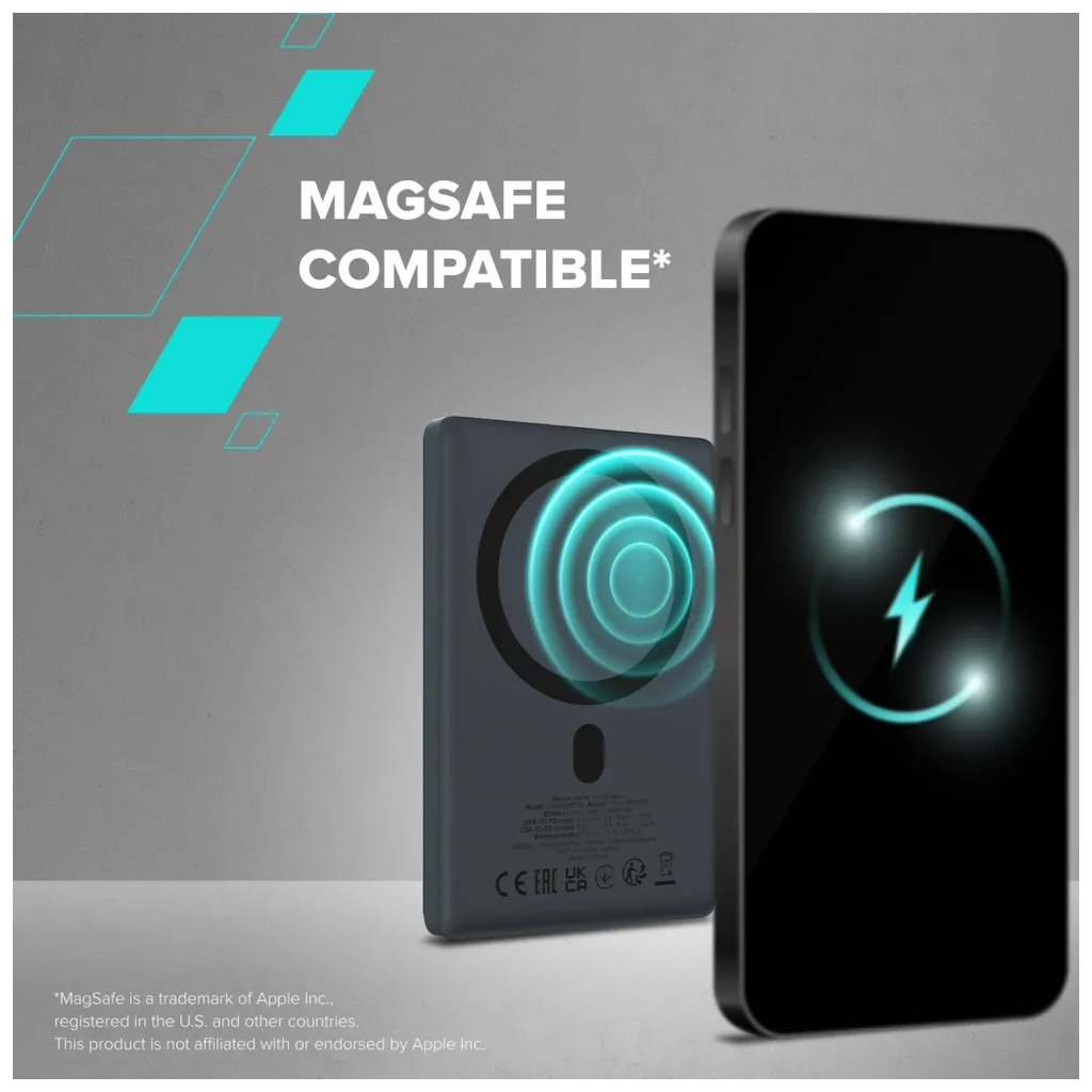 Батарея універсальна Canyon 5000mAh OnPower 500 PD20W Magnetic wireless MagSafe Black (CNS-CPB500B) - изображение 7