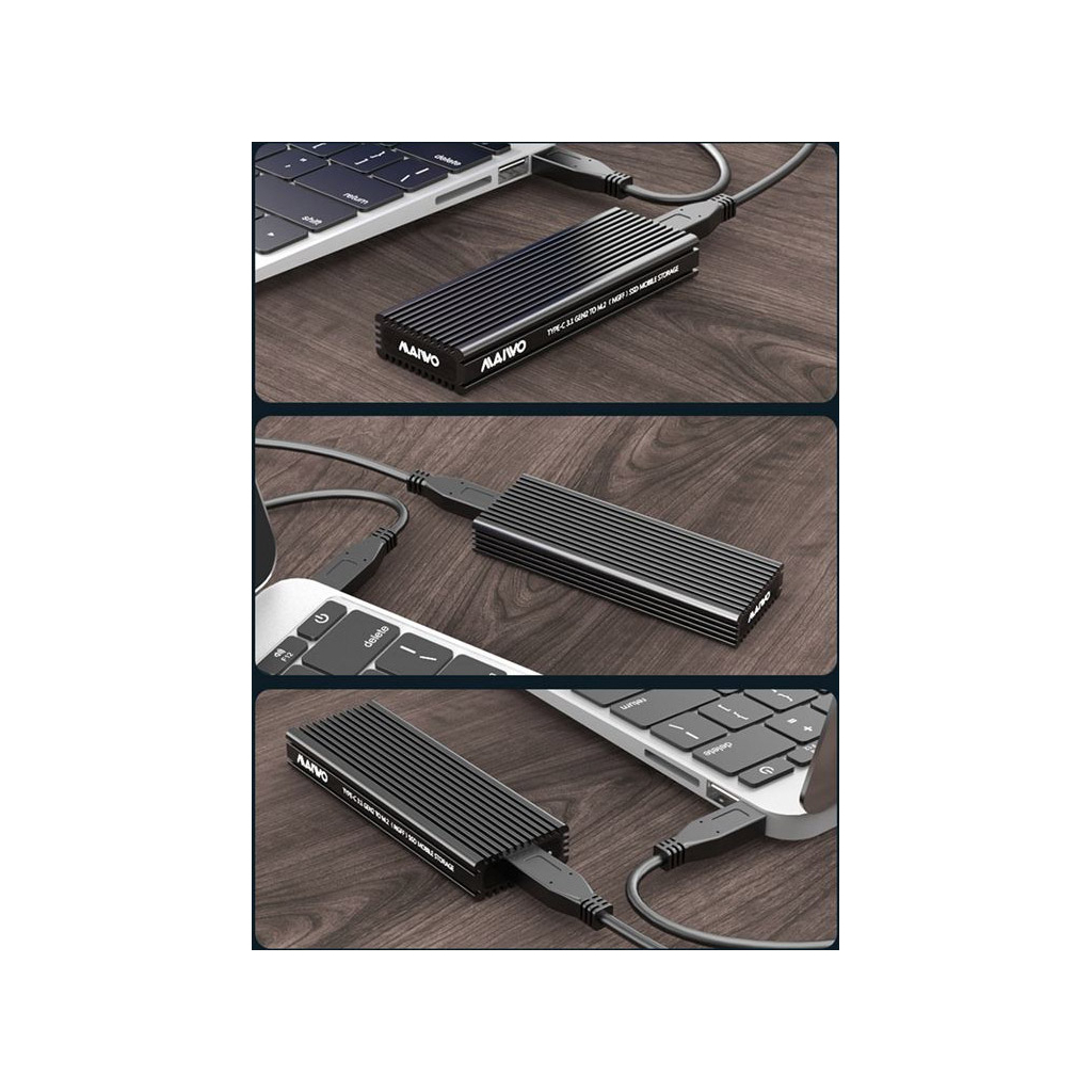 Кишеня зовнішня Maiwo M.2 SSD NVMe/SATA combo USB3.1 GEN2 Type-C al. (K1687P2) - зображення 5