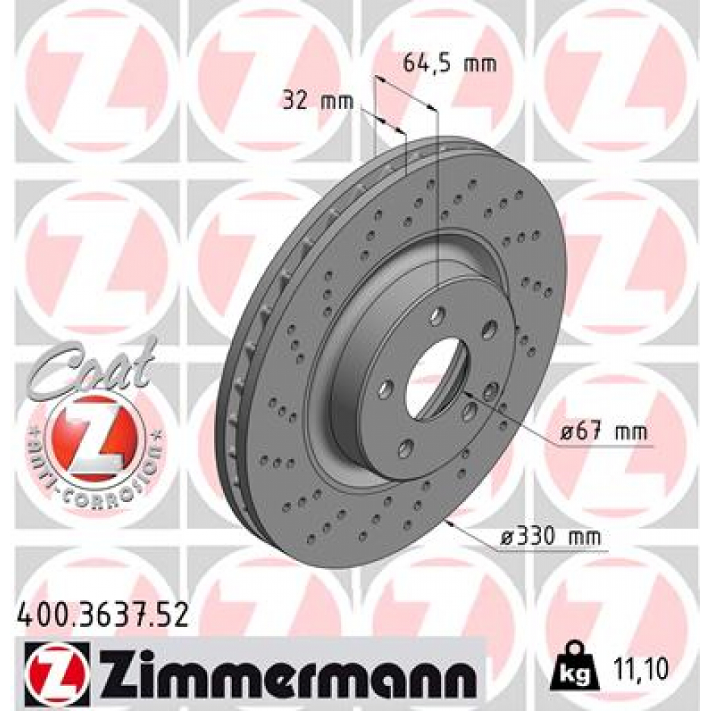 Гальмівний диск ZIMMERMANN 400.3637.52 - зображення 1
