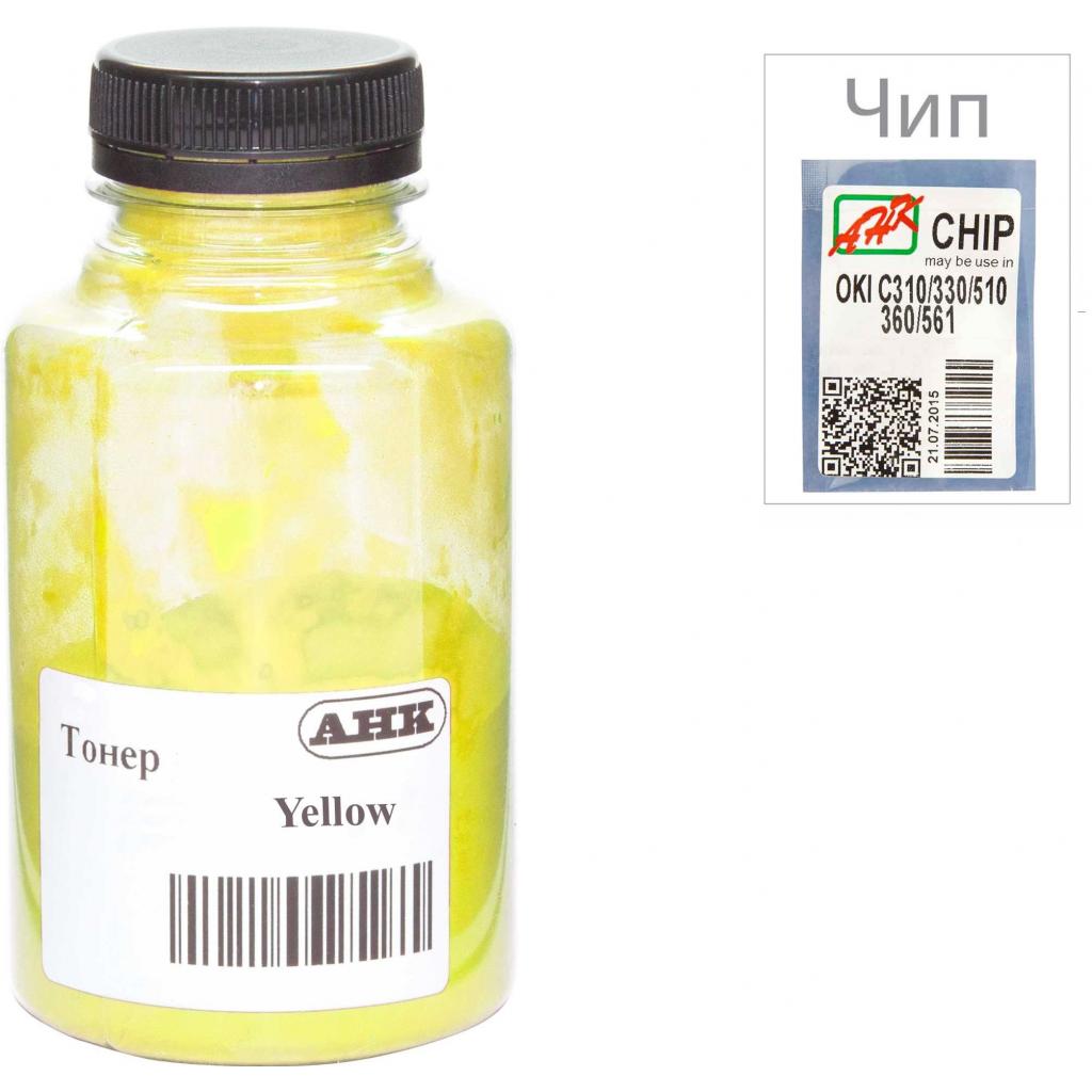 Тонер AHK OKI C310/330/510, 80г Yellow + chip (1505440) - зображення 1